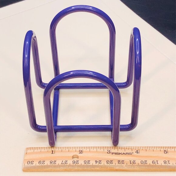 Vintage 90s Purple Enamel Metal Wire Square Notepad Holder Office Accessory - Picture 7 of 10